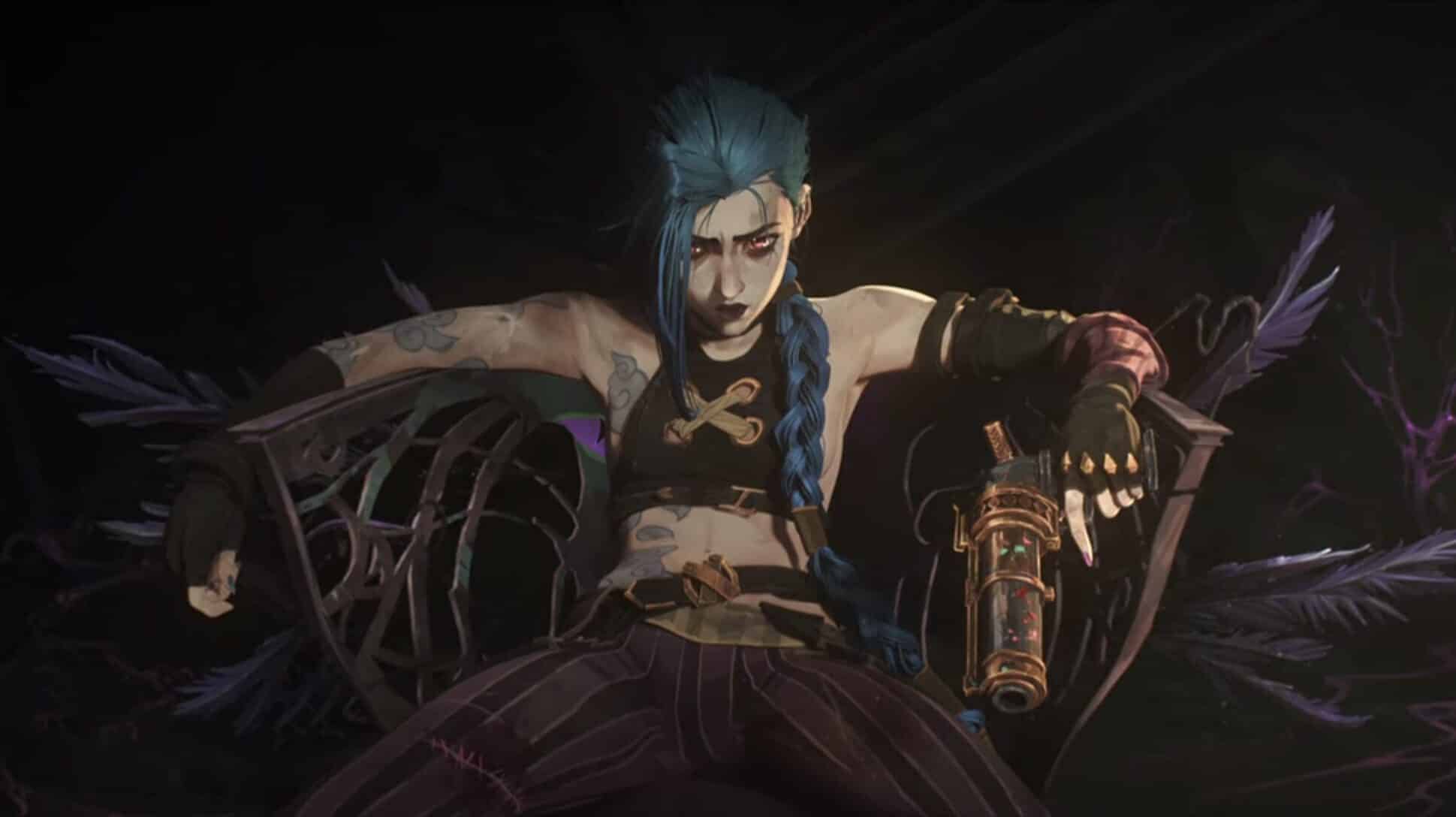 league of legends arcane jinx sits on throne