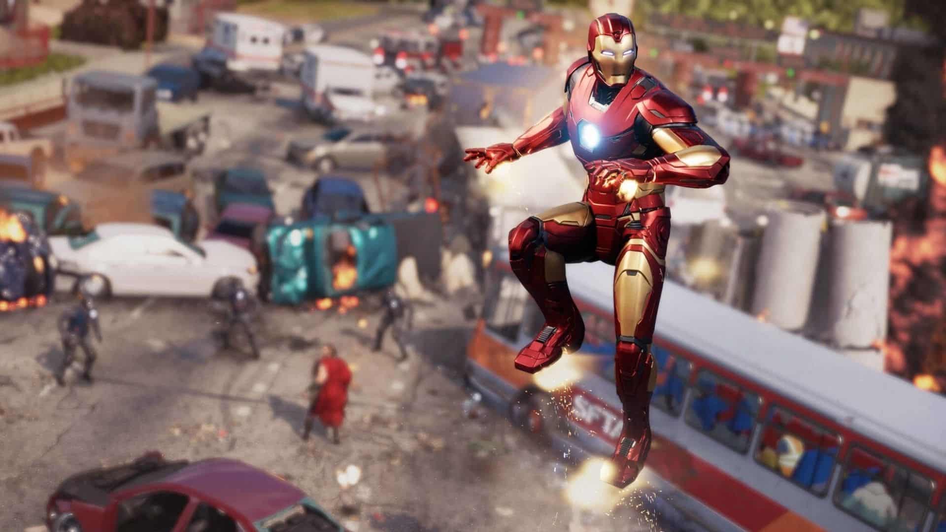 iron man hovering in mid-air