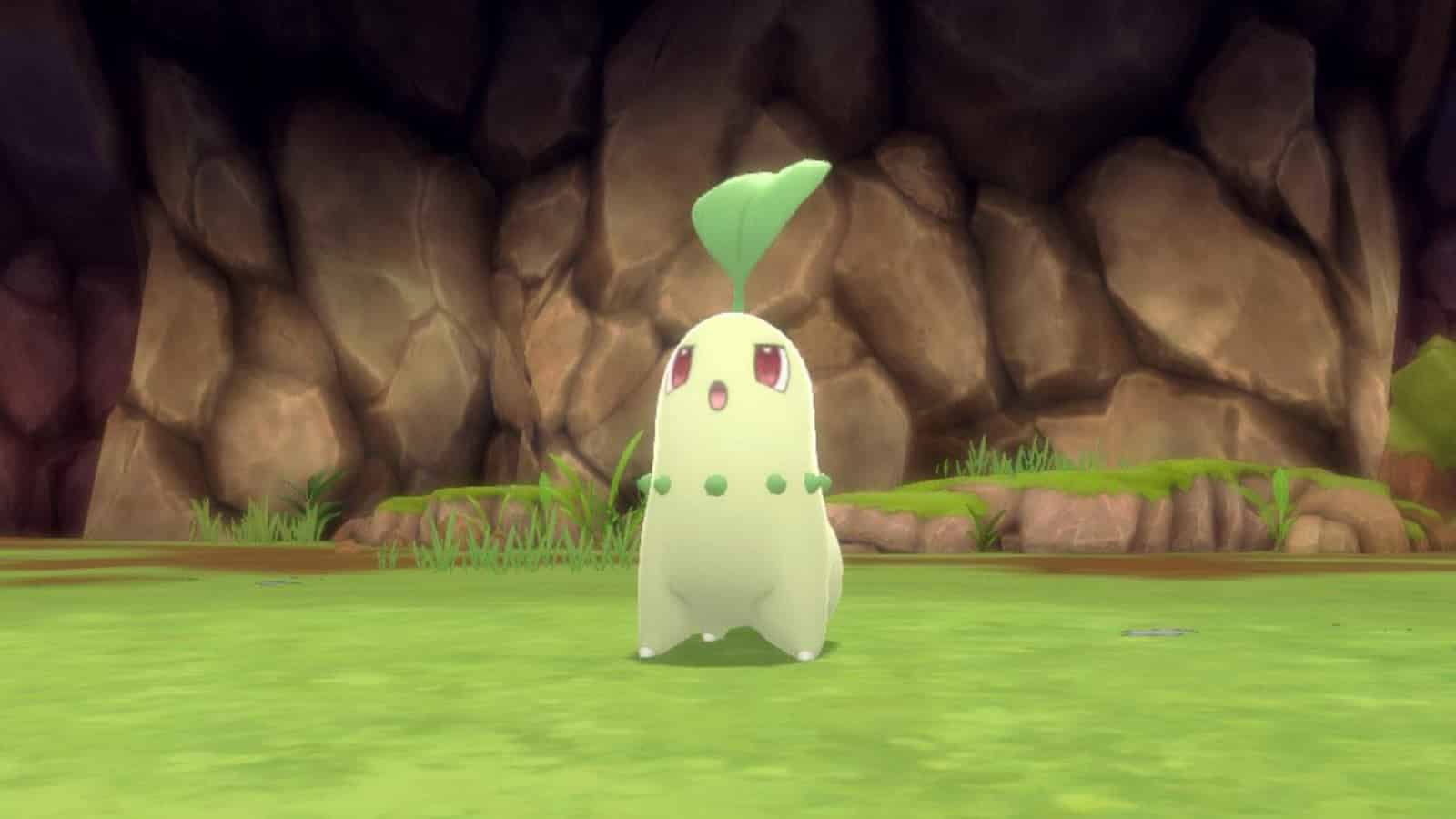 Pokemon Brilliant Diamond & Shining Pearl Chikorita encounter screenshot