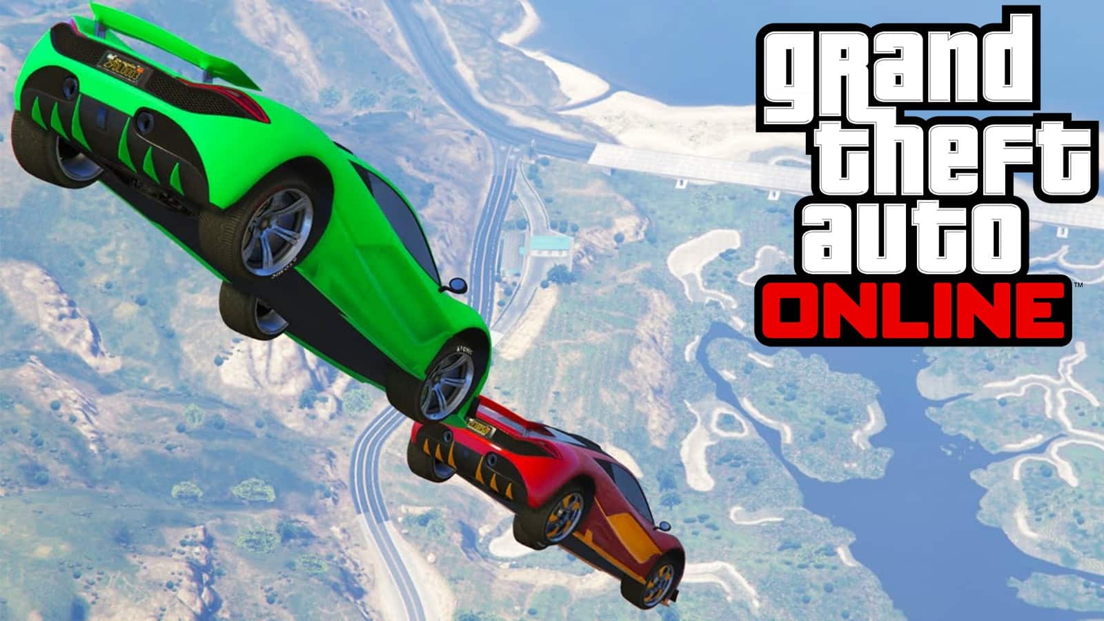 Super Cars being thrown through the sky in GTA Online
