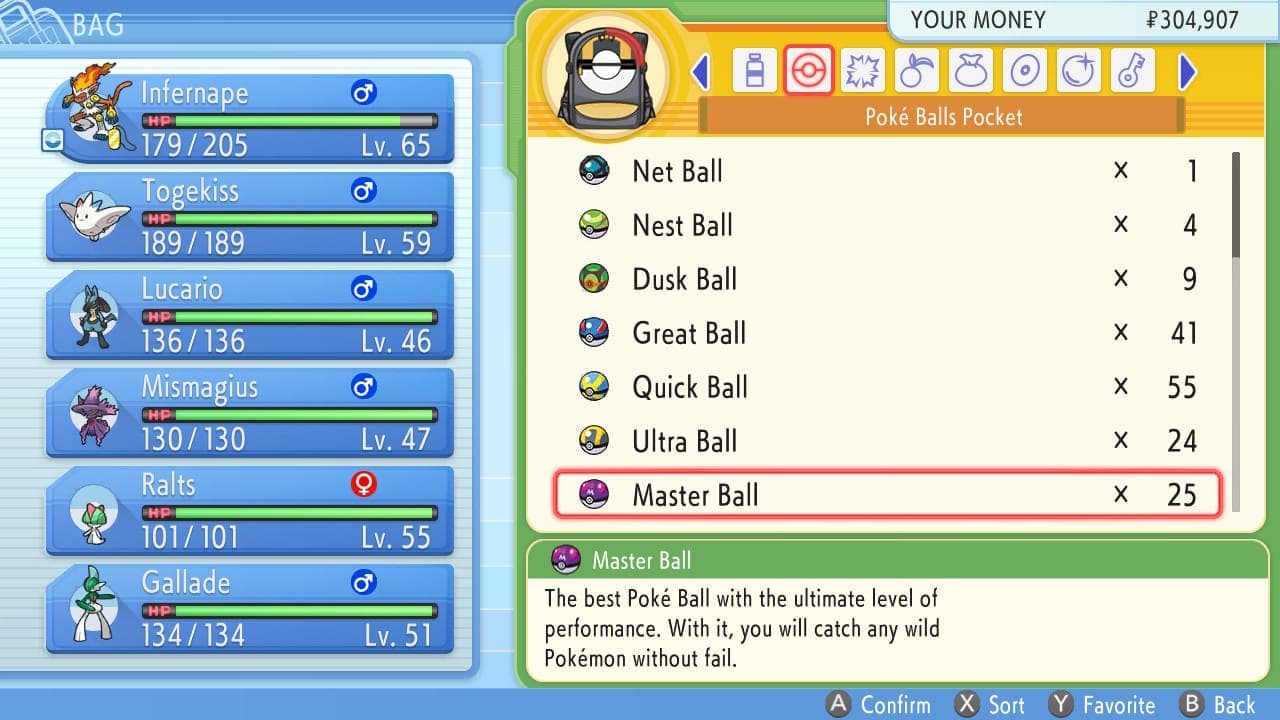 master balls in pokemon bdsp