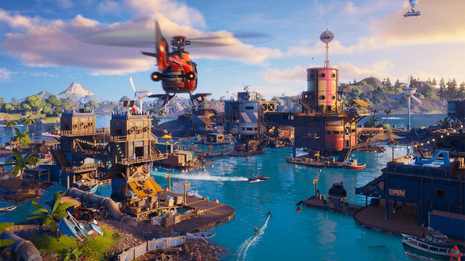 The map flooded with water in Fortnite Chapter 2 Season 3