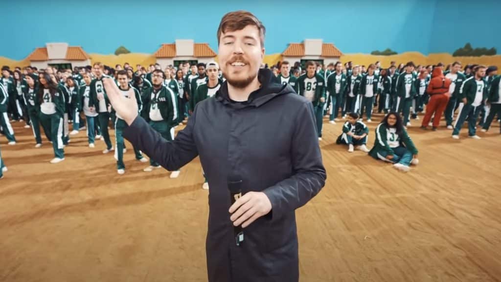 An image of YouTube MrBeast in his Squid Game video.