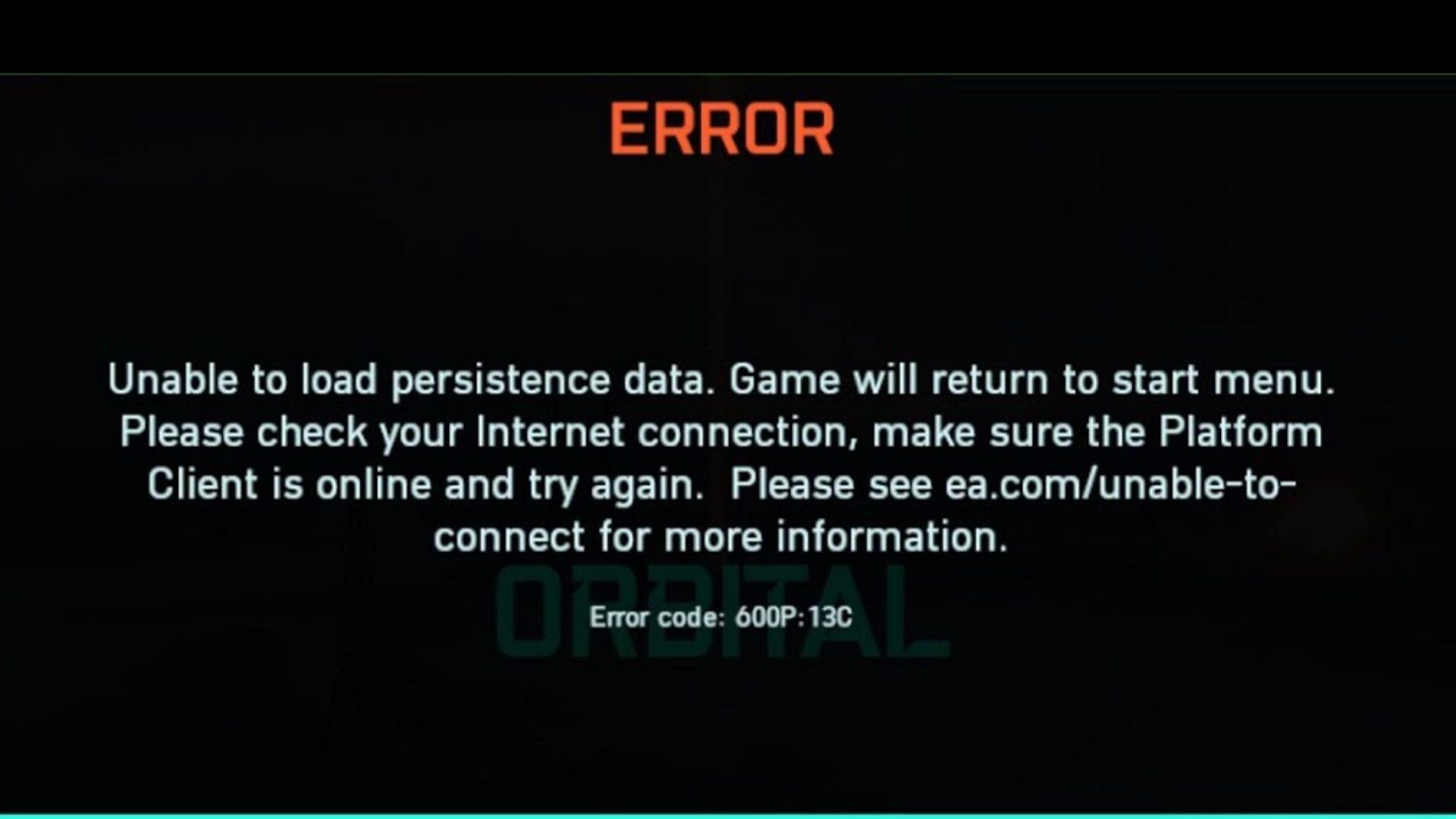 battlefield 2042 unable to load persistence data error