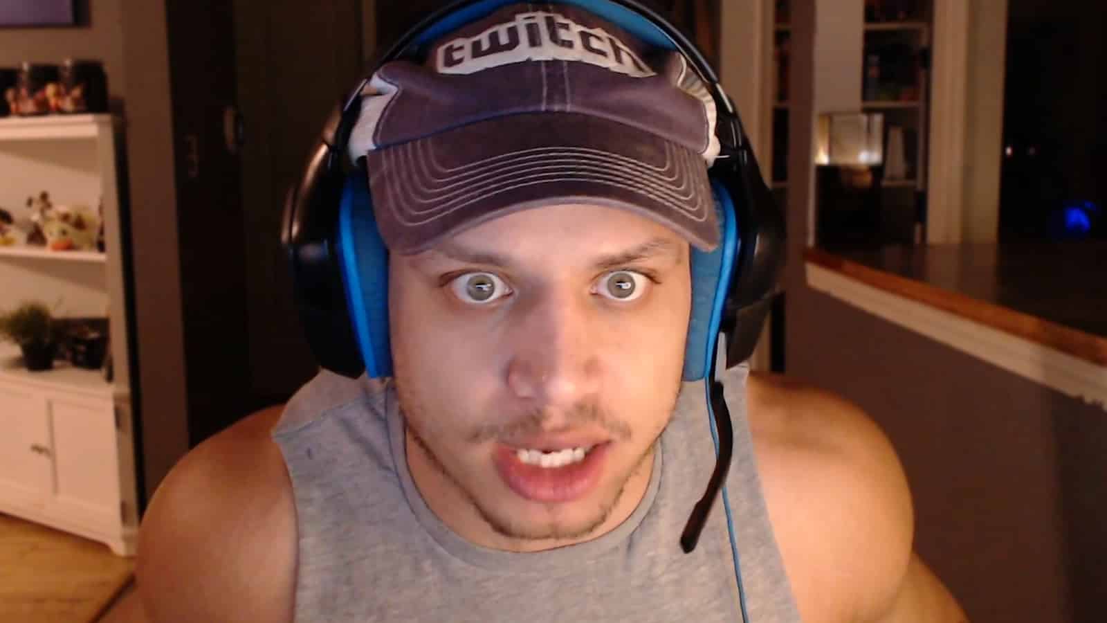 Tyler1 shocked in Twitch camera.