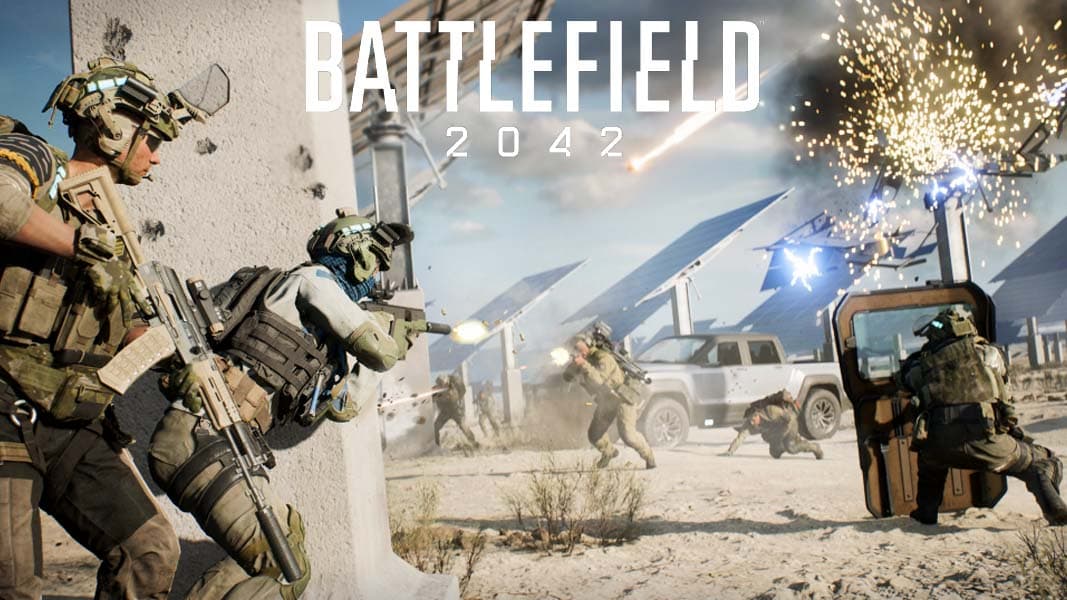 Battlefield 2042 gunfight with logo