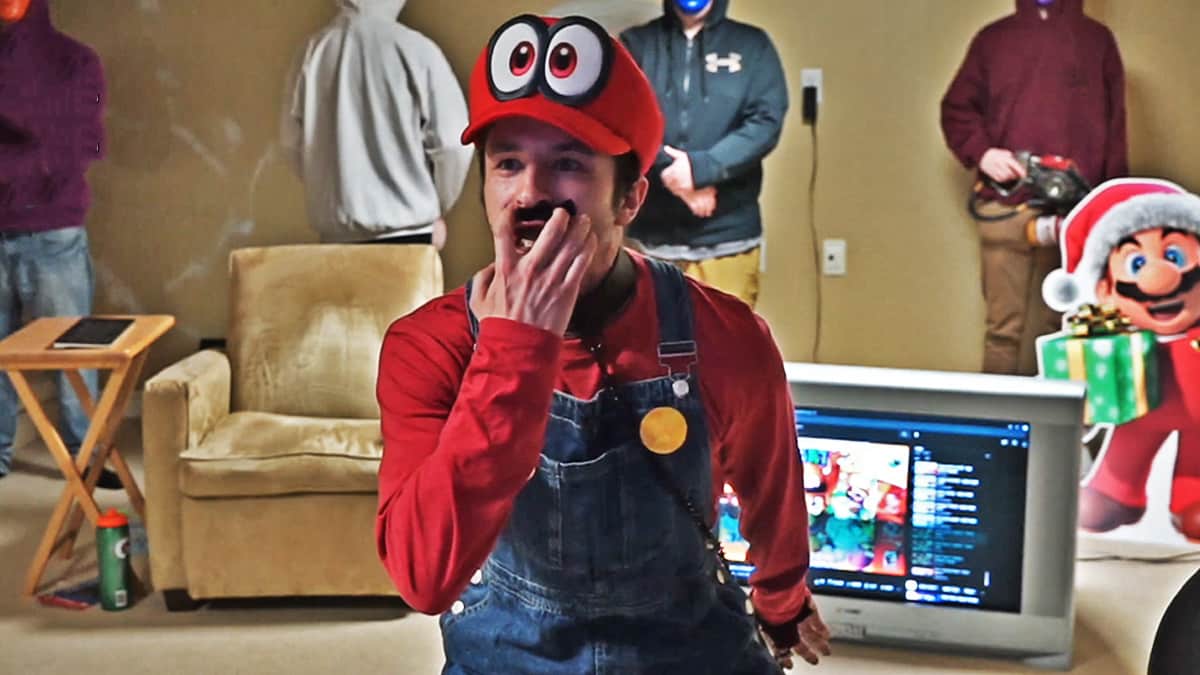 Nicro dressed as Mario on stream
