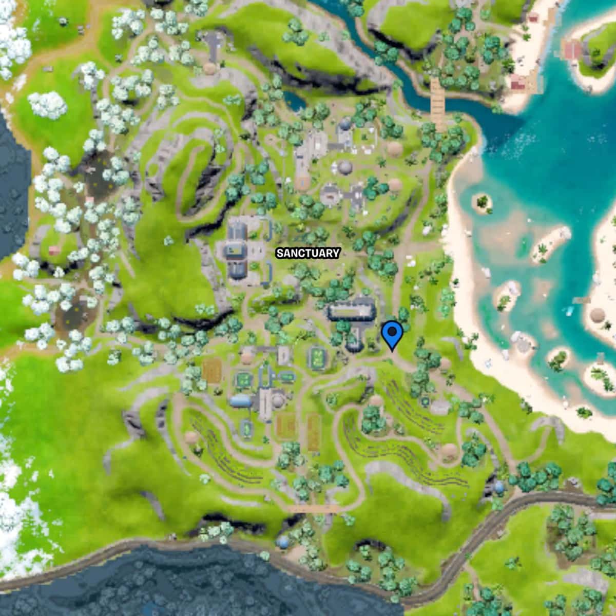 The Foundation's location marked on the Fortnite Chapter 3 map