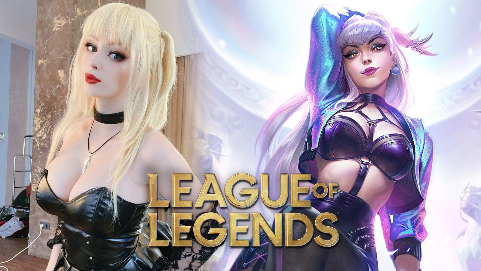 Cosplayer Melamori next to KDA Evelynn from League of Legends