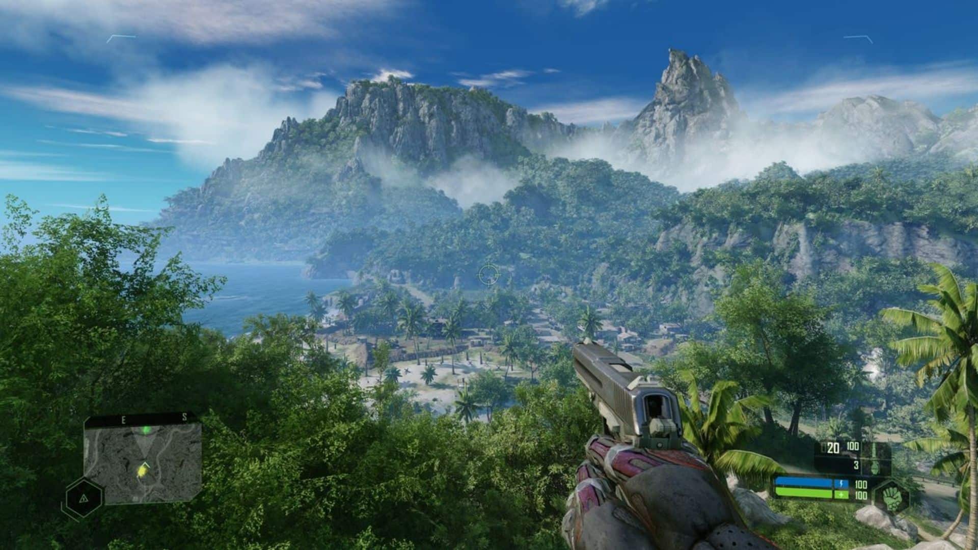 player overlooking Crysis level