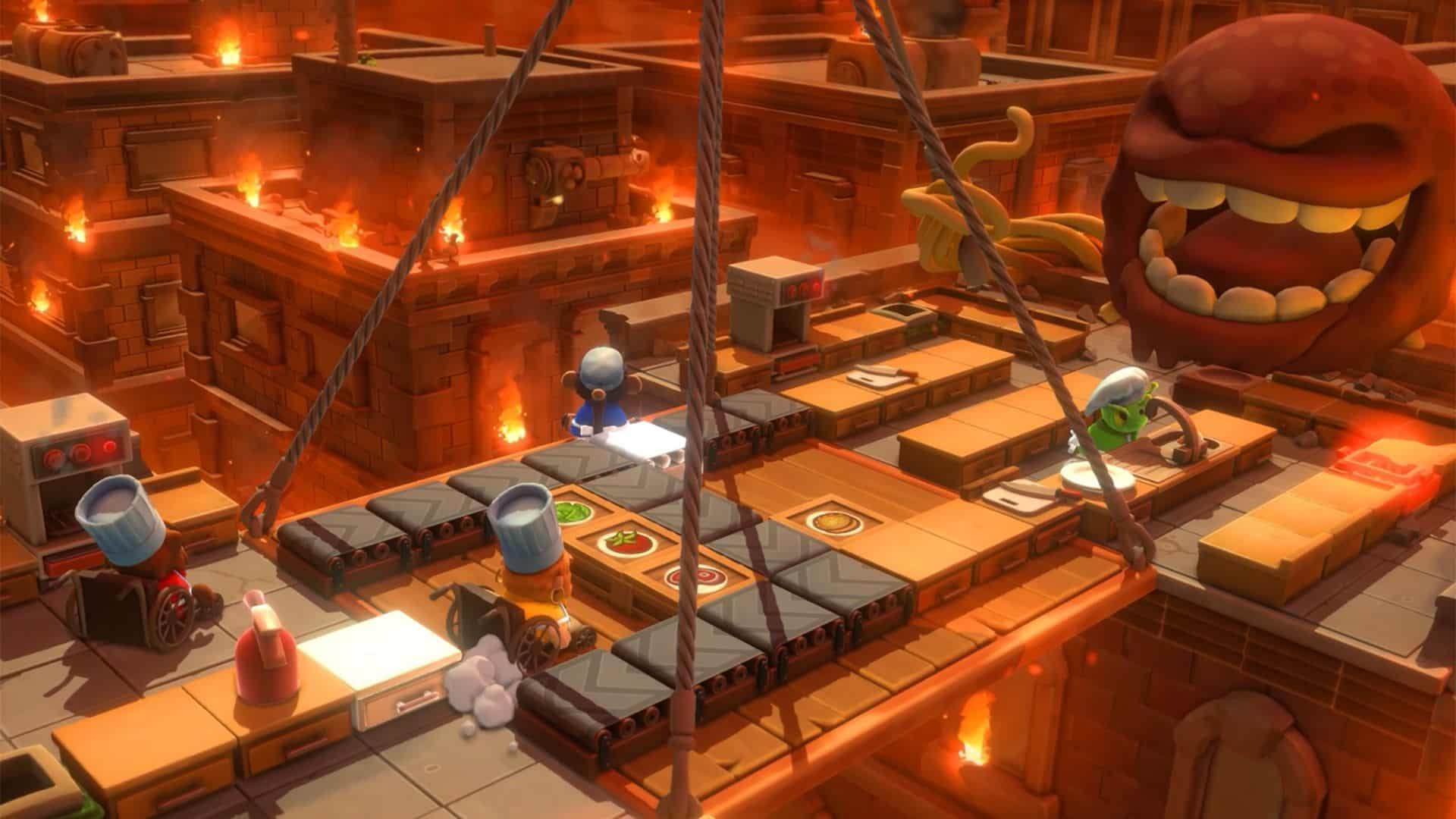 players fighting meatball boss in overcooked
