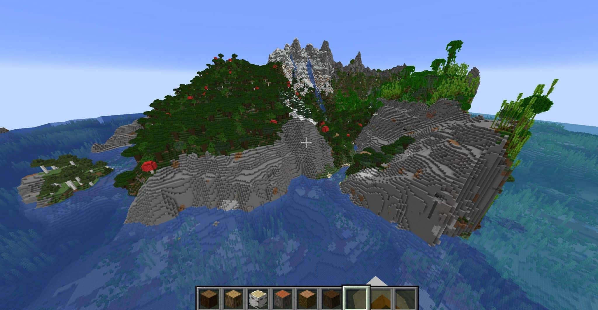 A vast Mountain Island in Minecraft