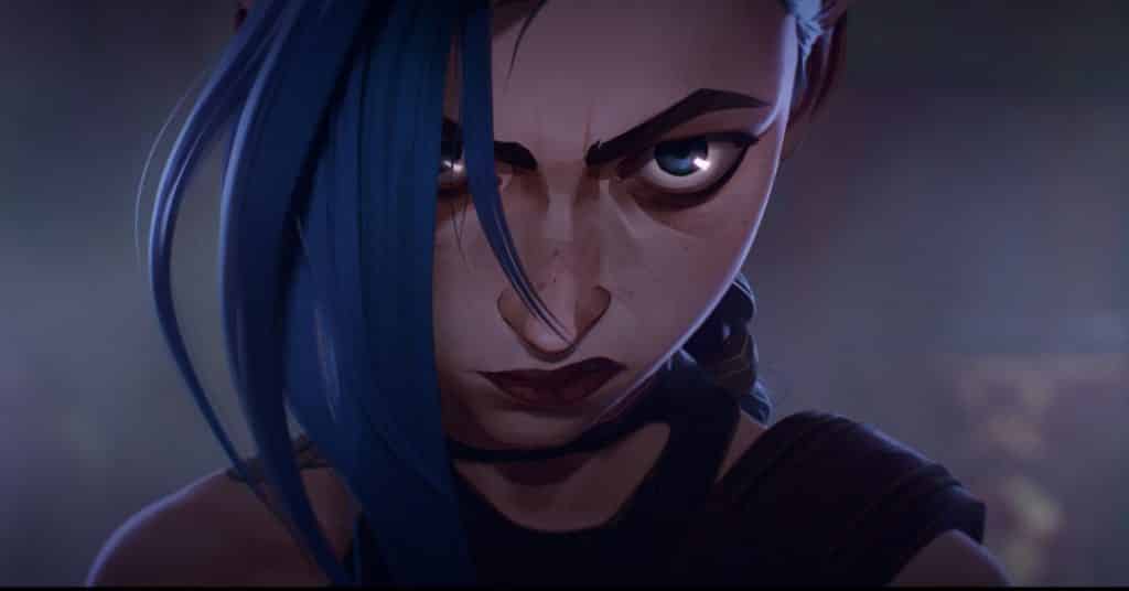 league of legends lol arcane jinx looks angrily at camera