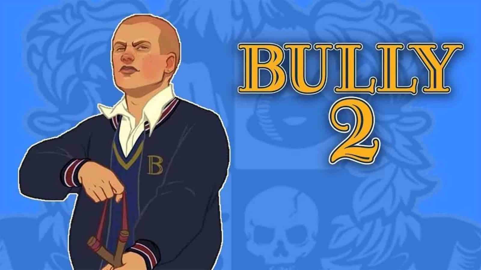 Bully protagonist Jimmy next to a logo for Bully 2