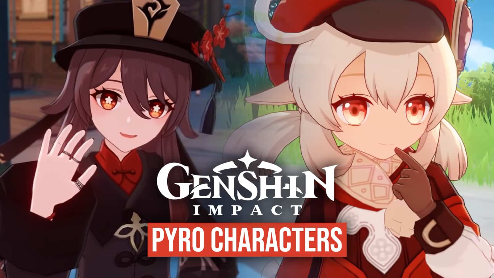 Pyro characters Hu Tao and Klee in Genshin Impact