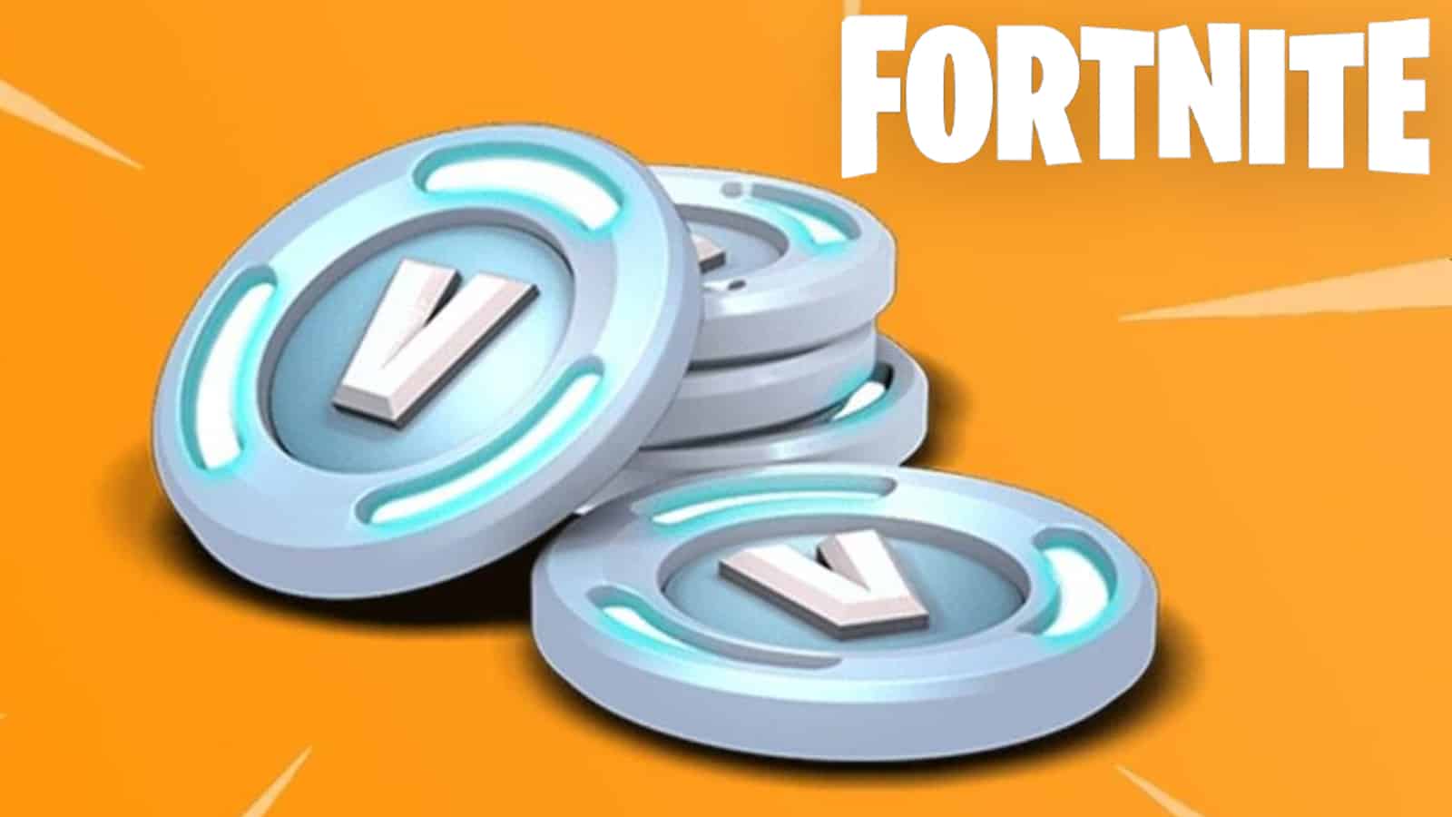 An image of V-Bucks in Fortnite with the logo in the top corner