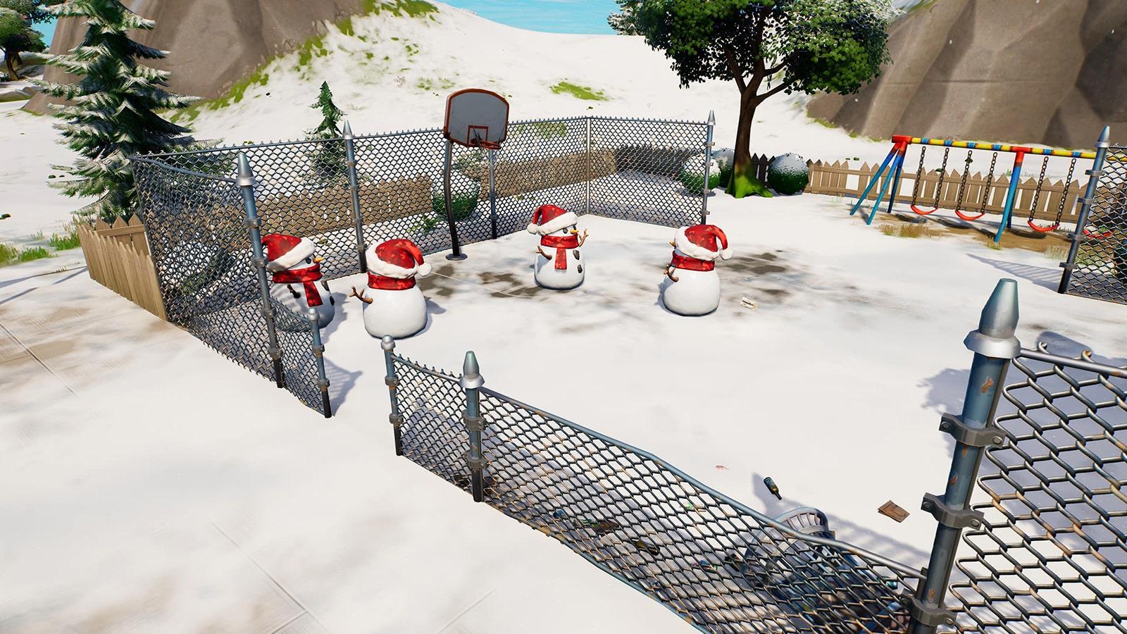 Snowmen at Greasy Grove in Fortnite which can be destroyed to get Icy Feet