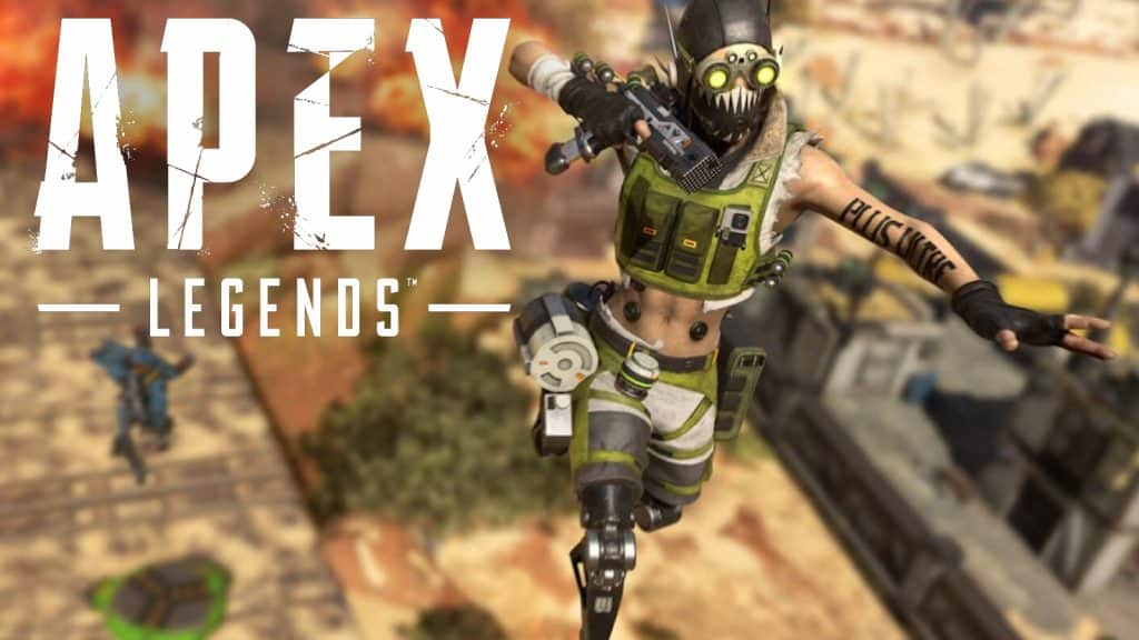Octane and Pathfinder using a jump pad in apex Legends