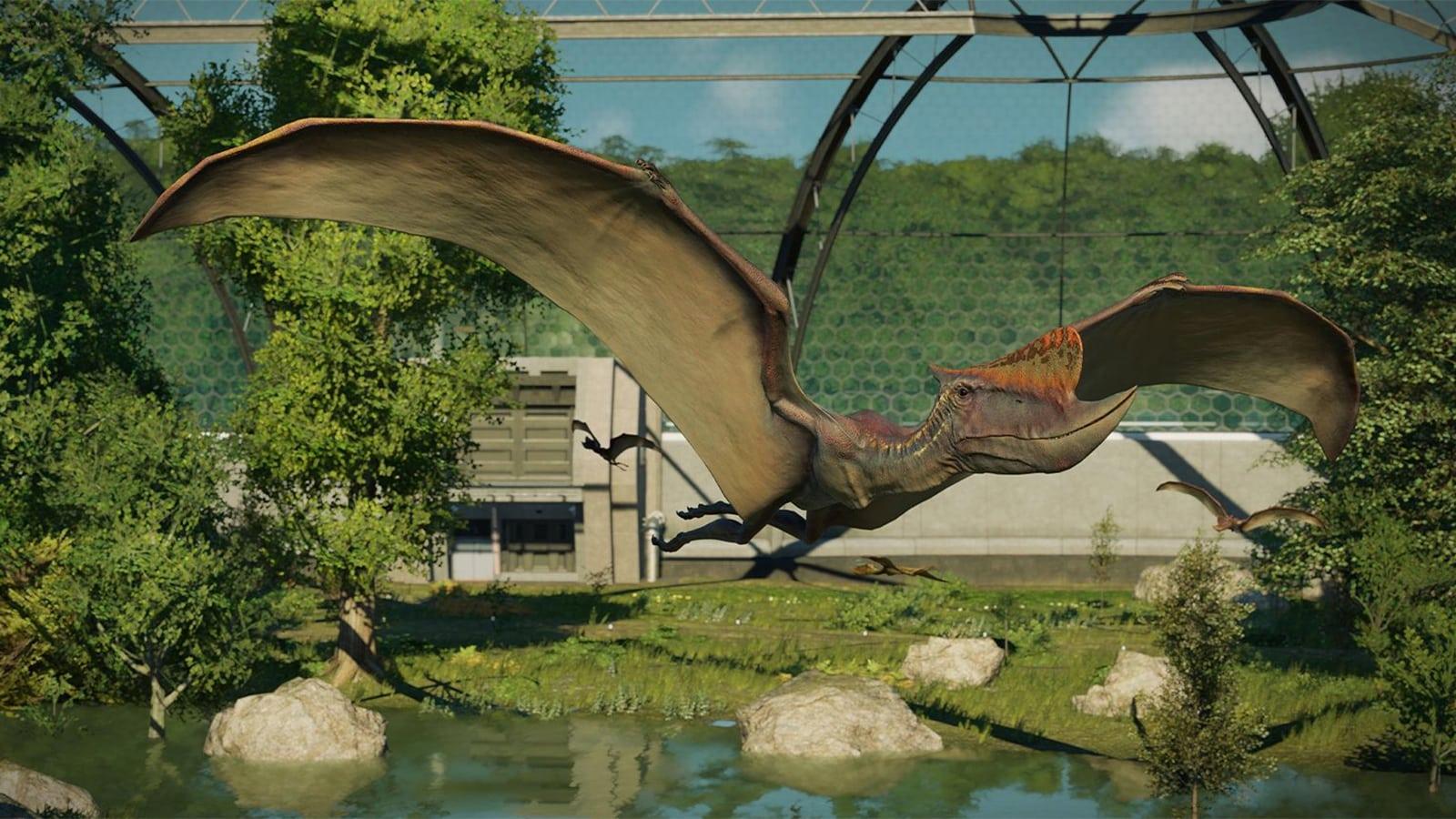 A screenshot of the Dsungaripterus in Jurassic World Evolution 2's Early Cretaceous DLC