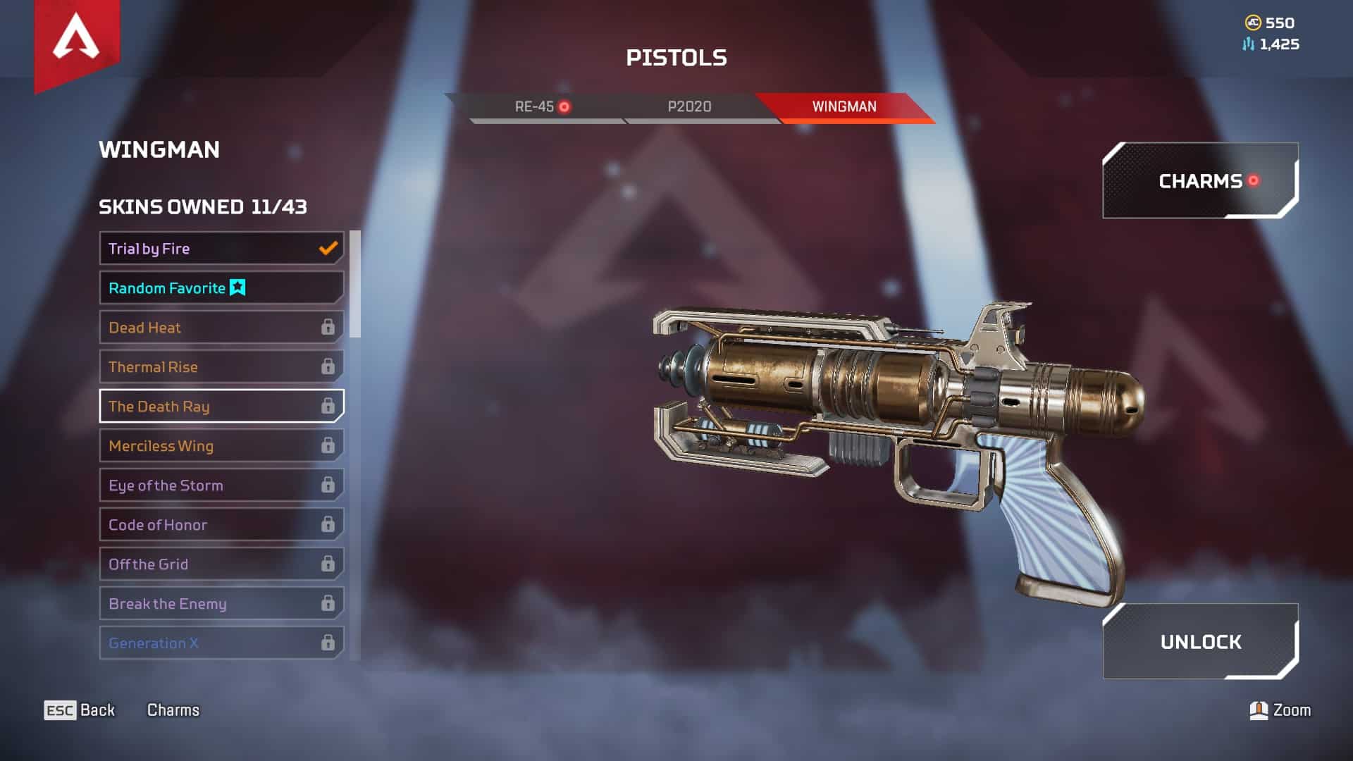The Death Ray Wingman weapon skin in Apex Legends