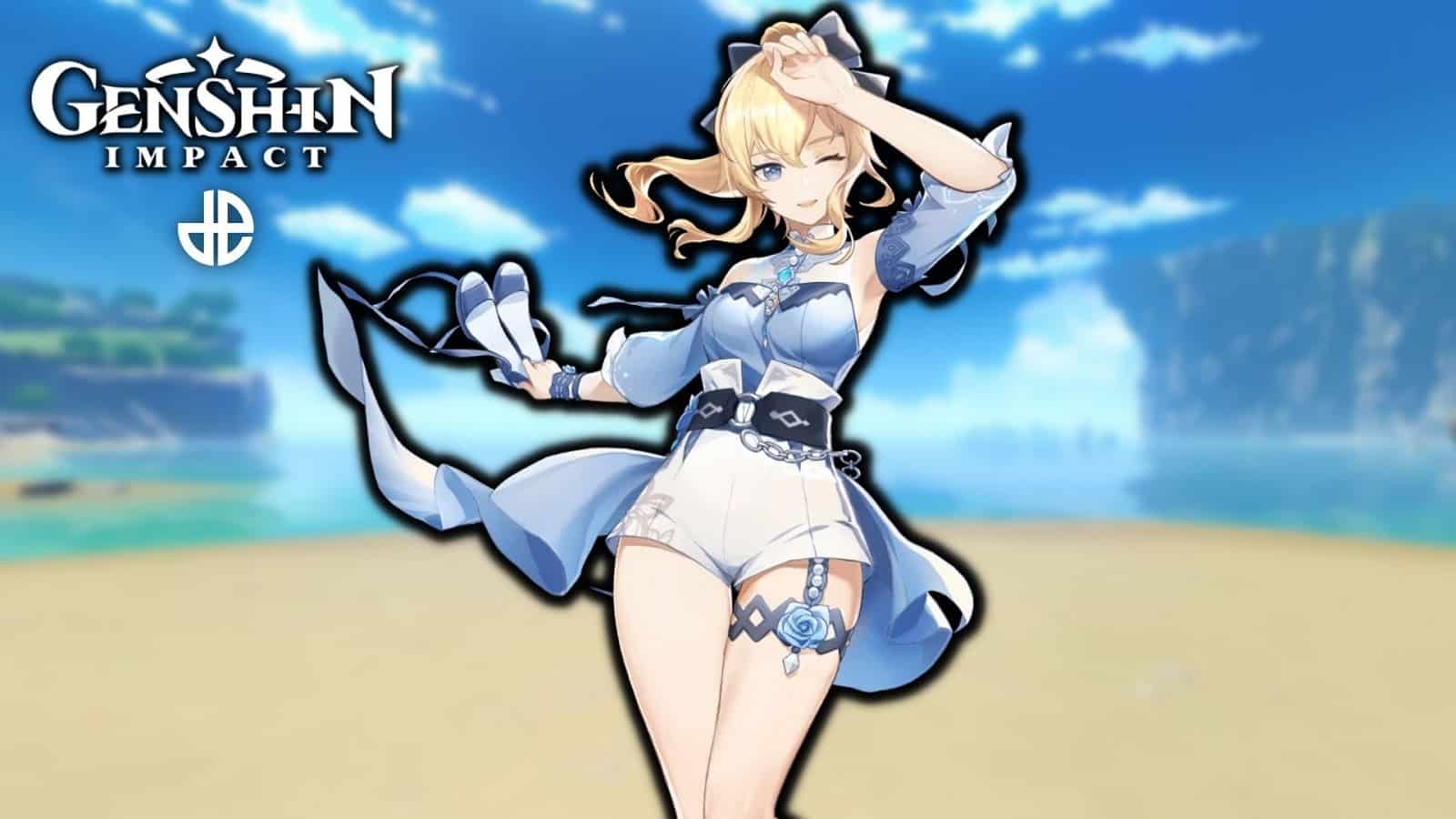 Jean on a beach in Genshin Impact