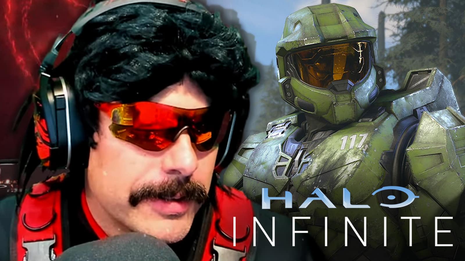 Dr Disrespect next to Halo's Master Chief.