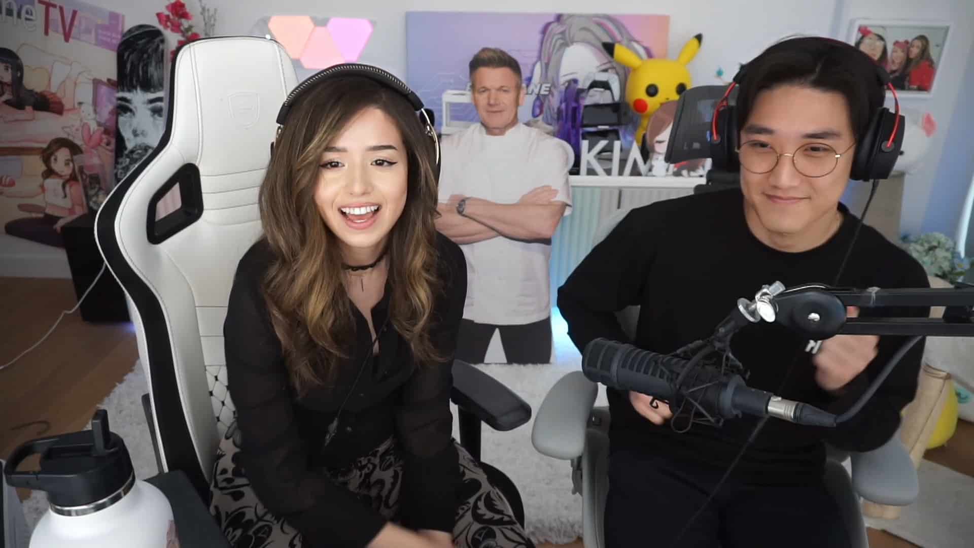 Pokimane and Kevin appear on Twitch together.