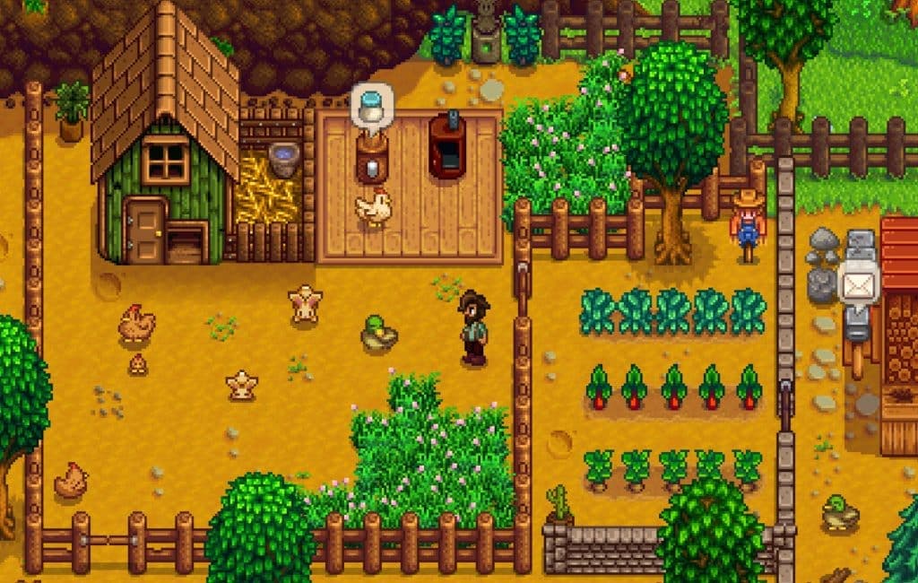 An image of a players farm in Stardew Valley