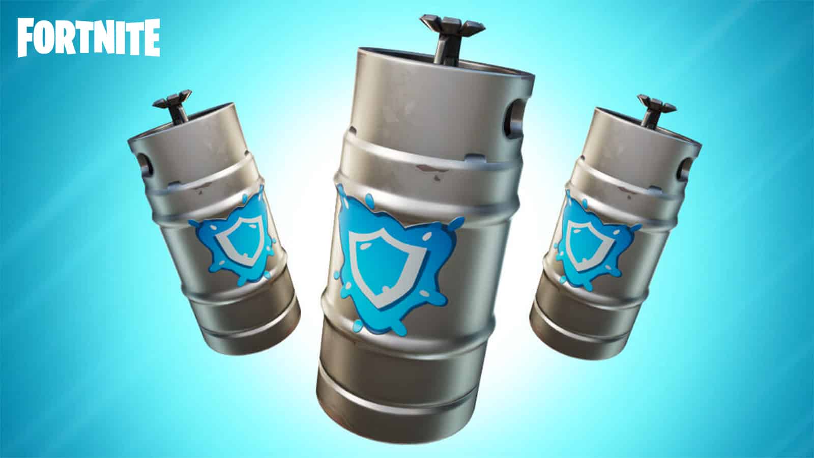 A trio of Shield Keg Sprinklers that players can find in Fortnite Chapter 3