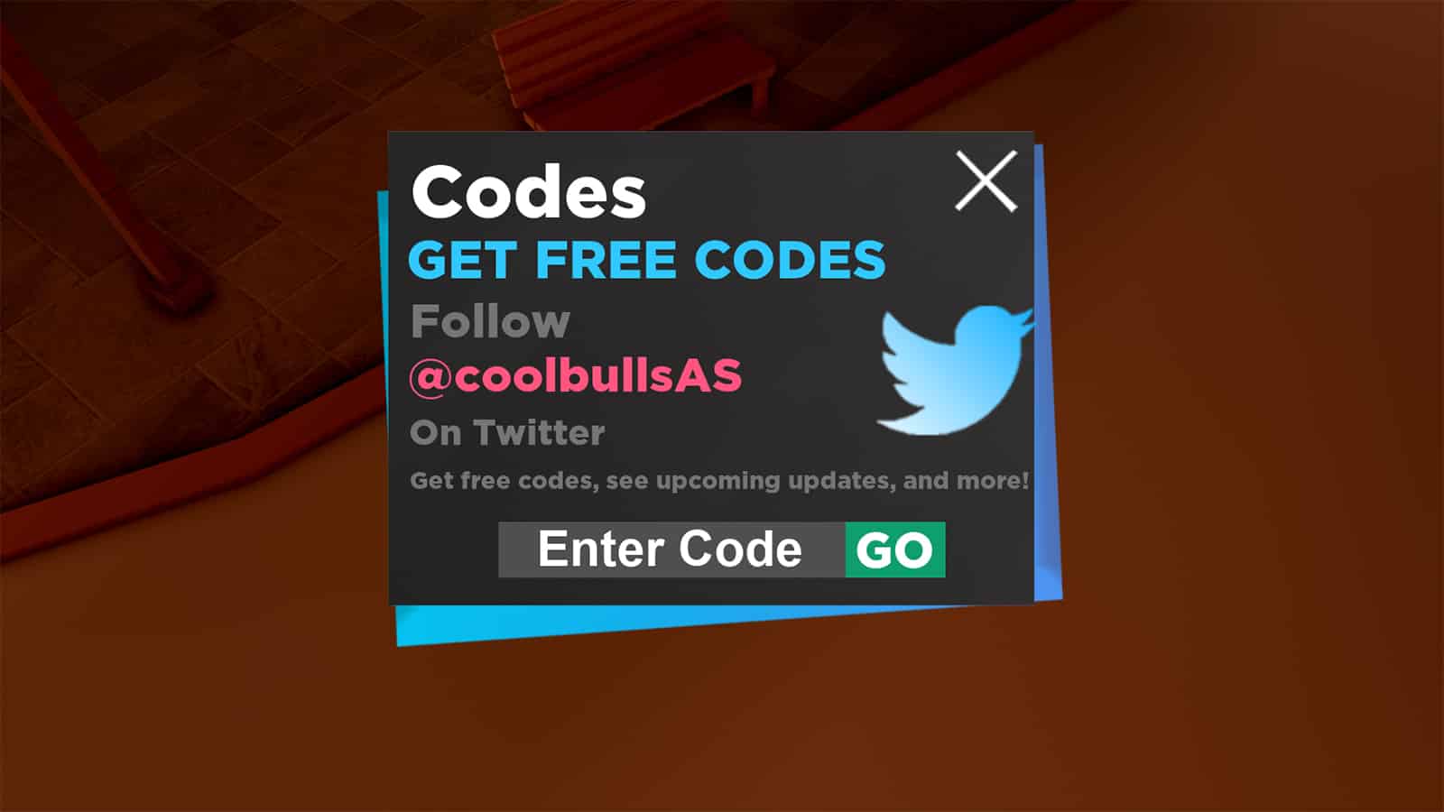 An image of the code redeem screen in Anime Dimensions for Roblox