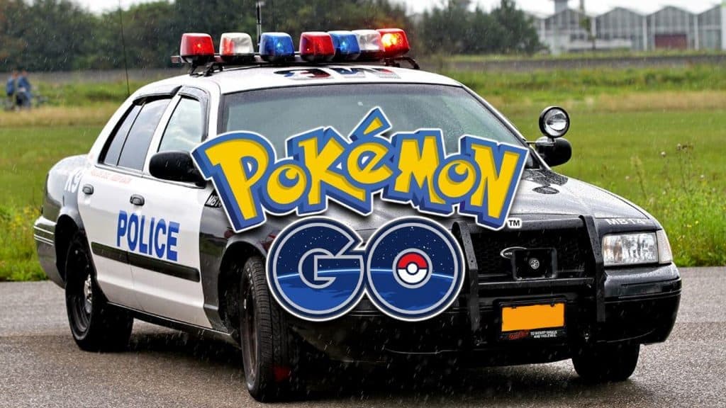 Pokemon Go logo over Police car