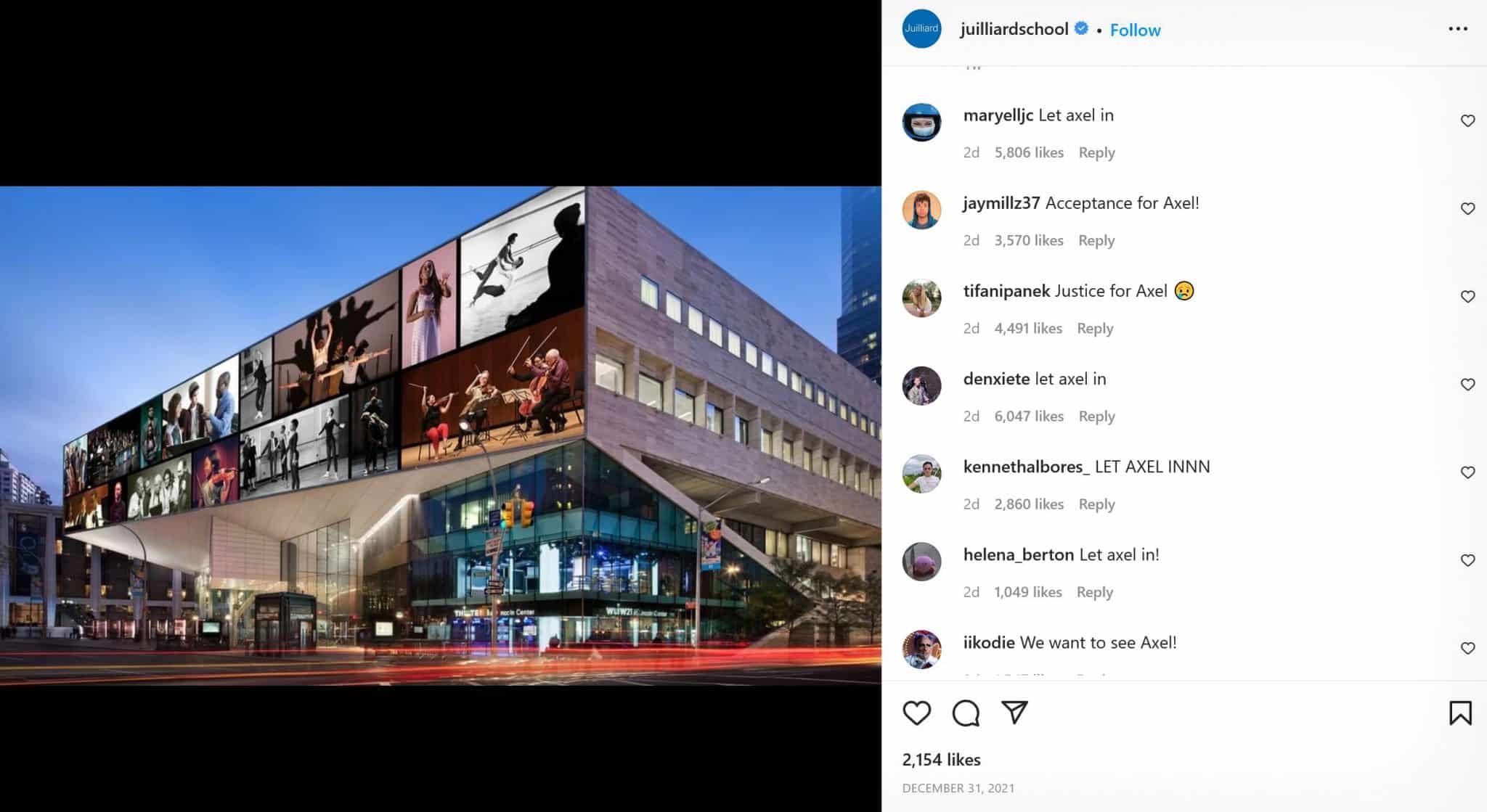 Juilliard School Instagram comments