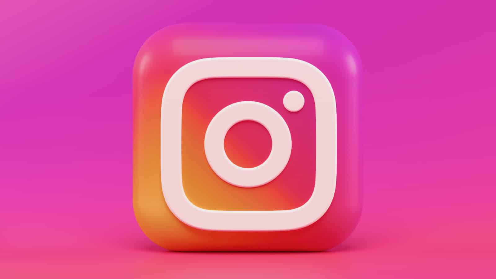 Instagram logo on a pink background