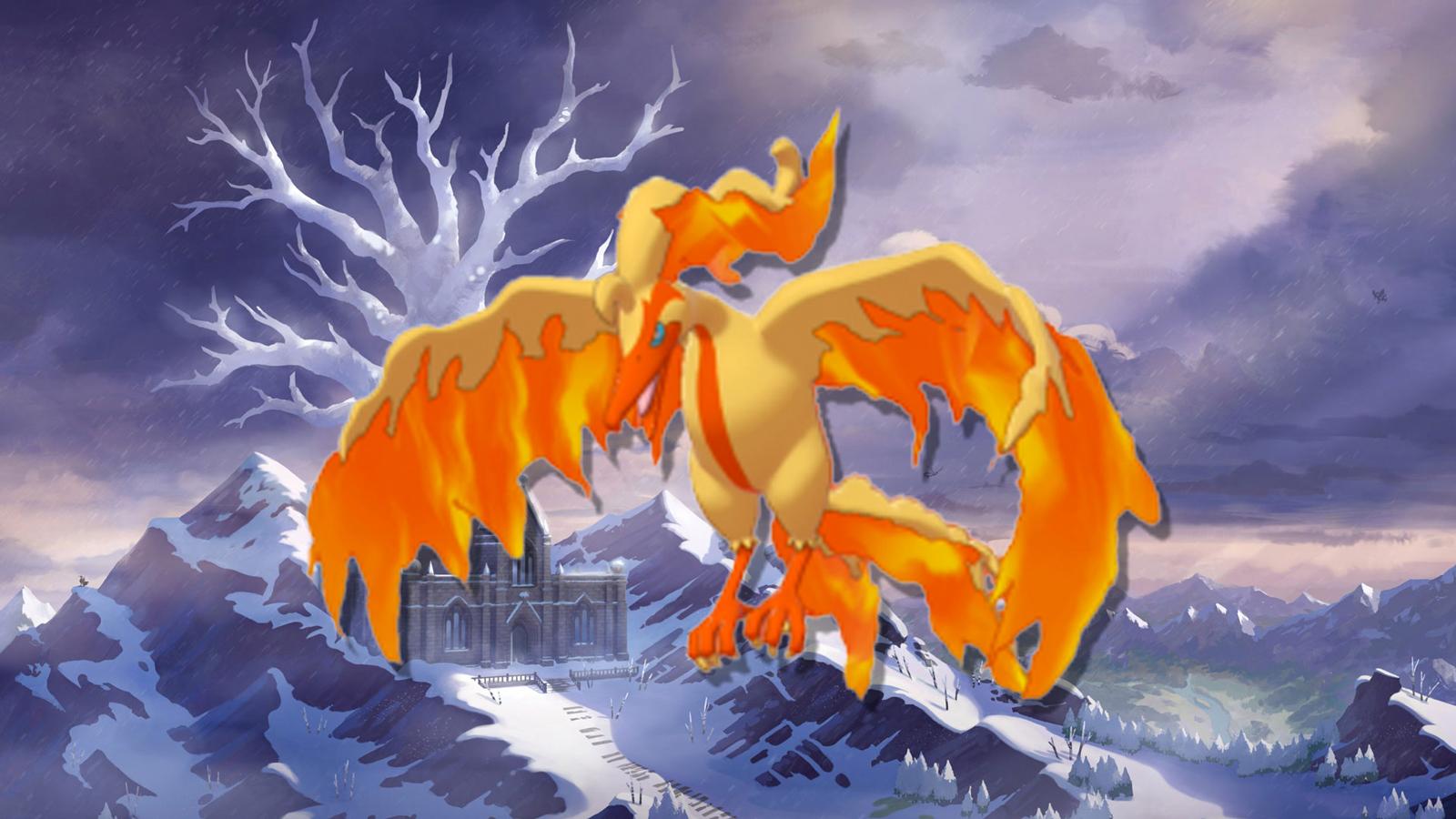 Shiny Galarian Moltres appearing in Pokemon Sword and Shield