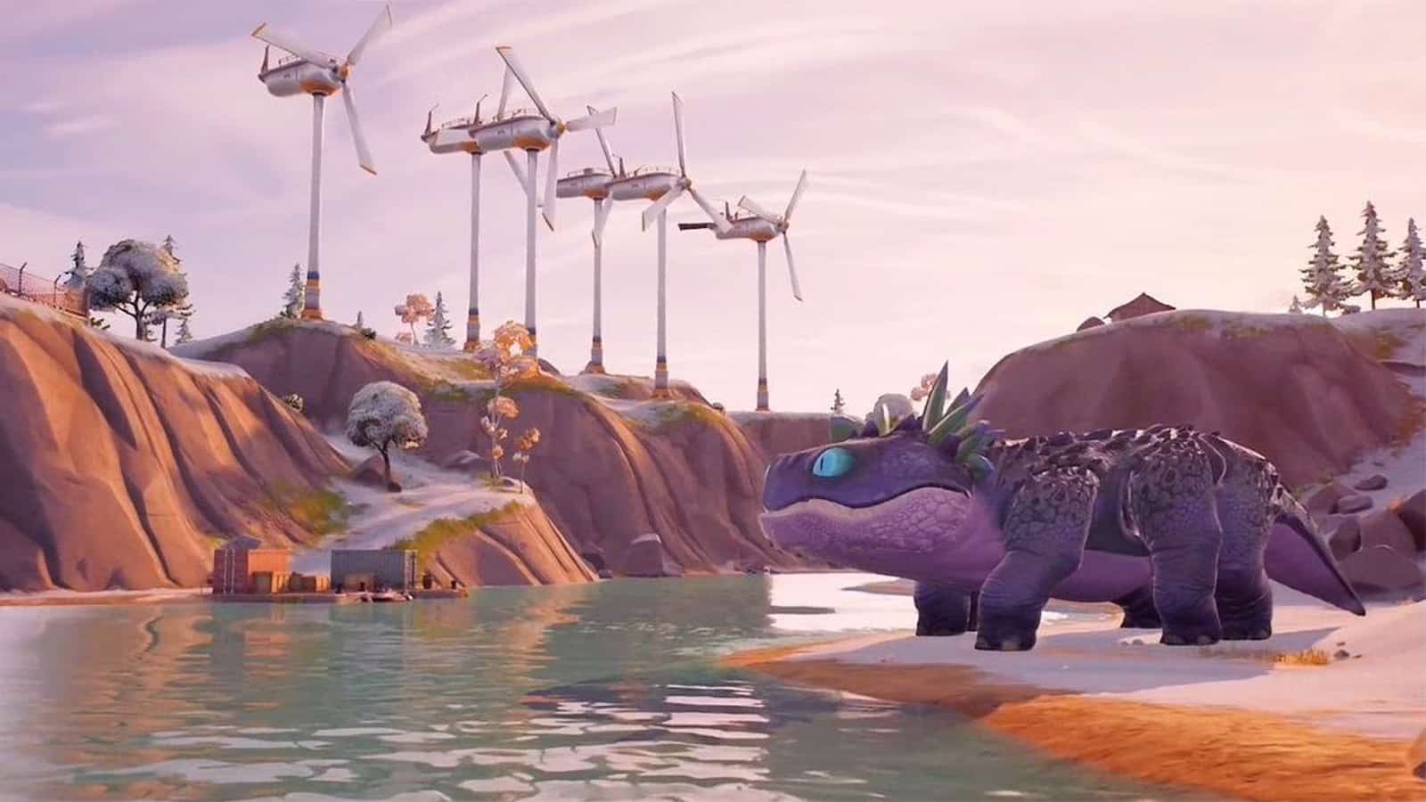 A Butter Cake dinosaur appearing in the Fortnite 19.10 update