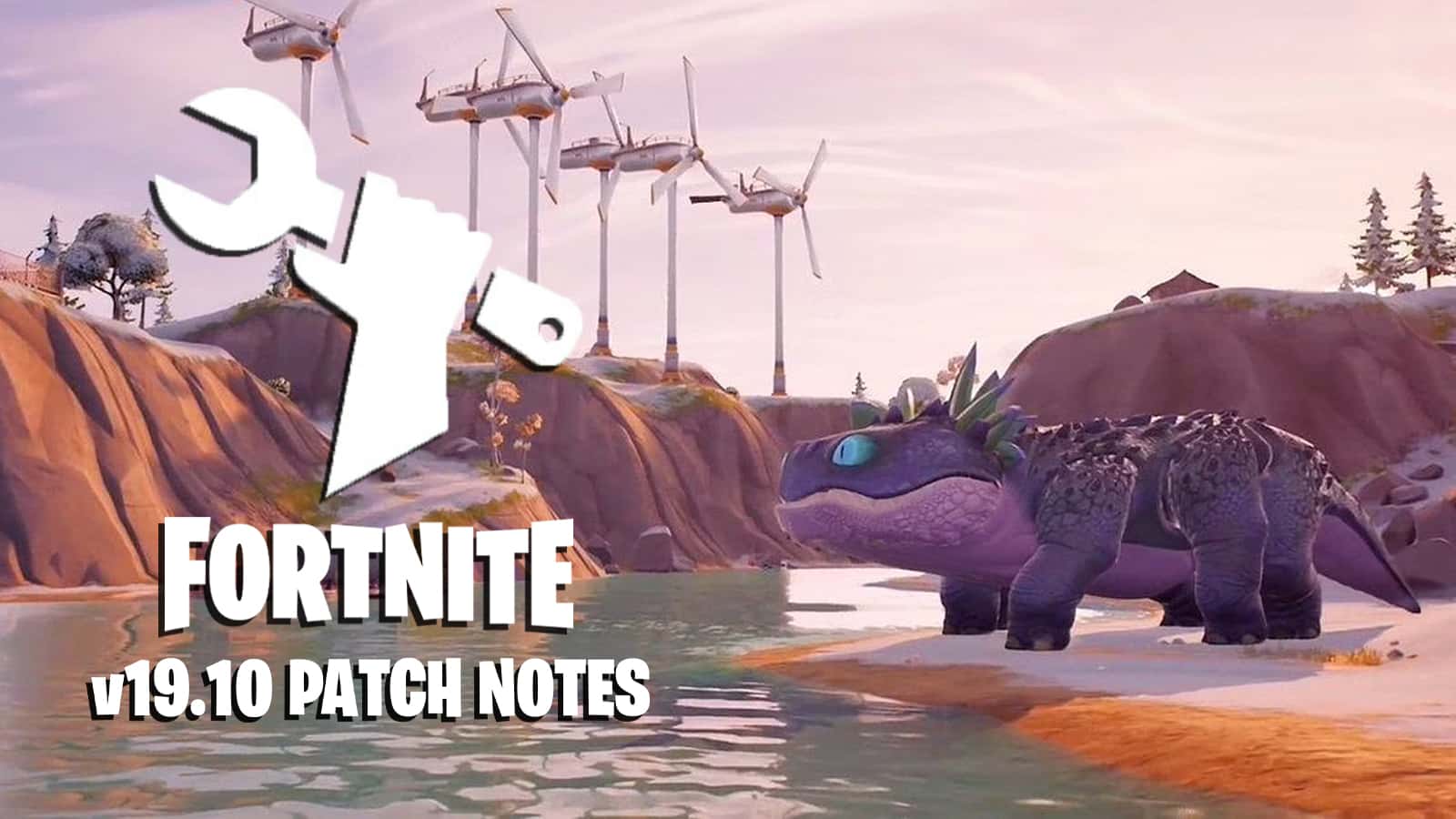 A screenshot of the new dinosaur arriving in Fortnite update 19.10 patch notes