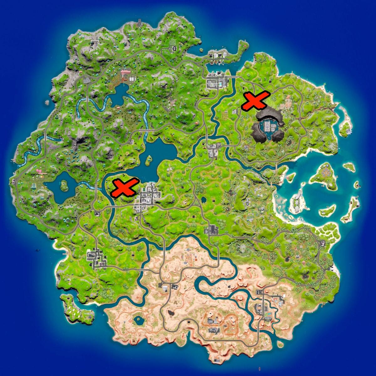 Klomberry spawn locations marked on the Fortnite Chapter 3 map