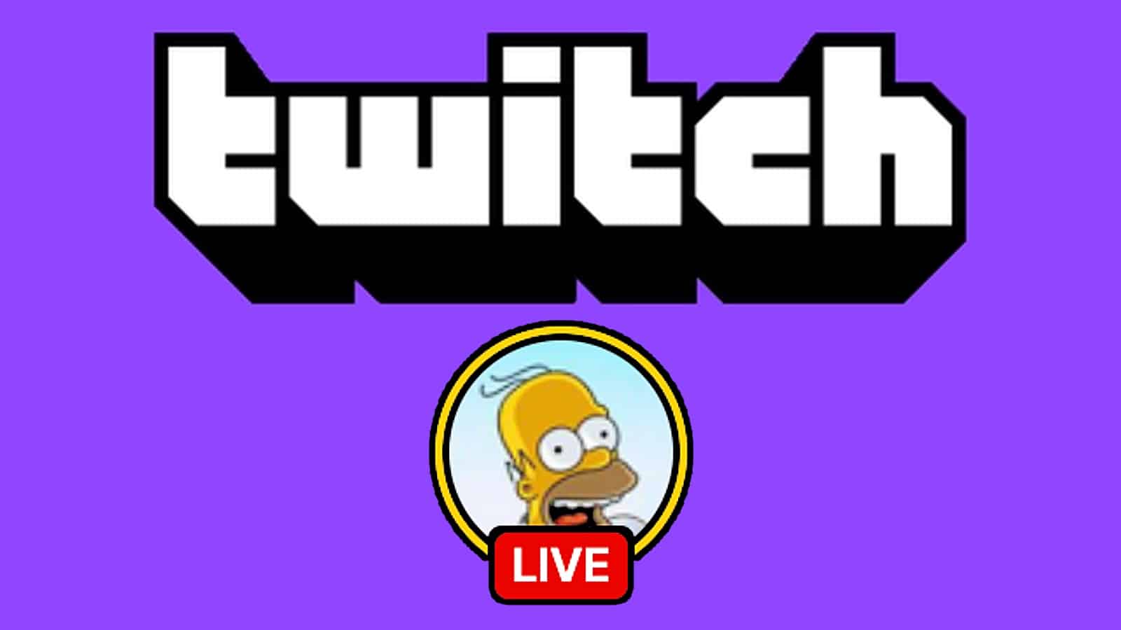Twitch logo with live The Simpsons channel