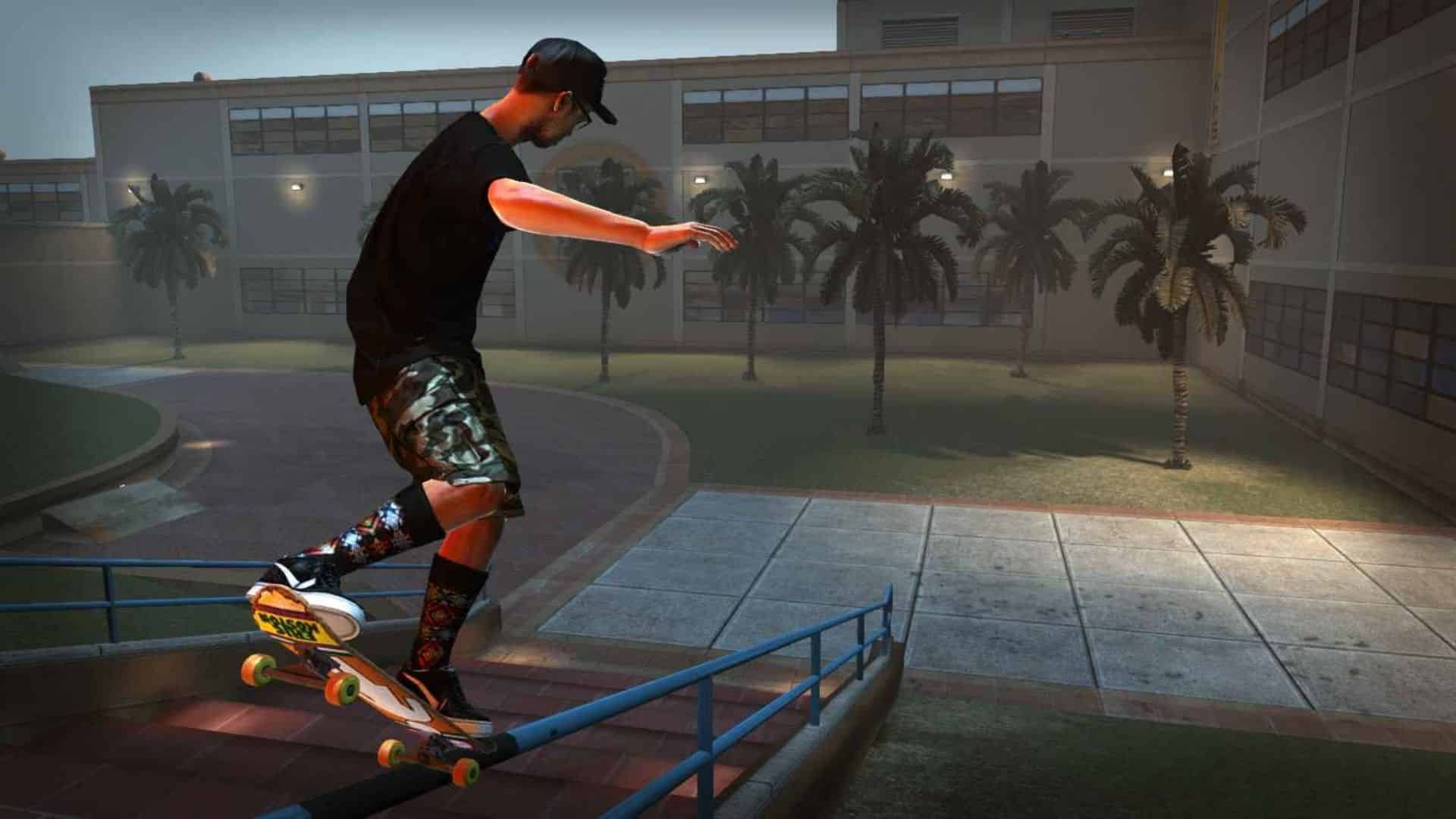 player grinding a rail in tony hawk's