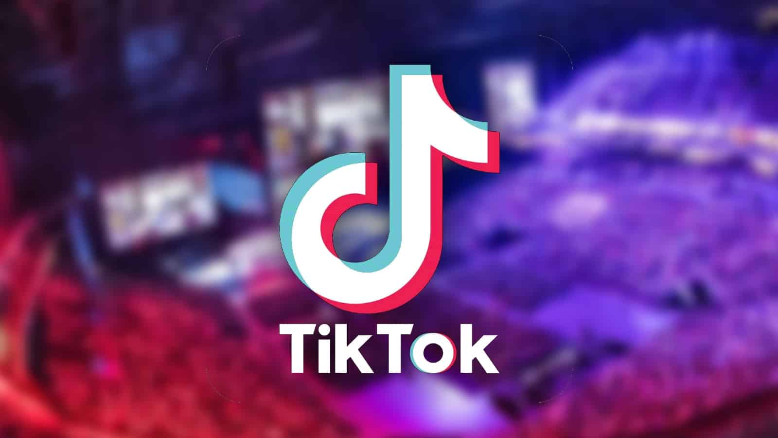 blurred esports tournament in background with tiktok logo on top