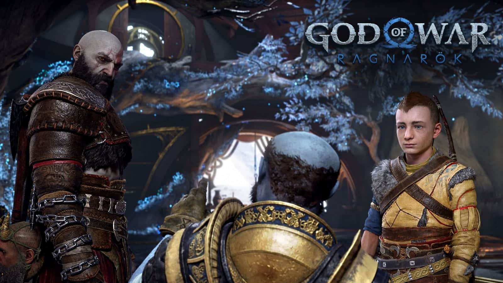 An images of Kratos and Atreus in God of War Ragnarok