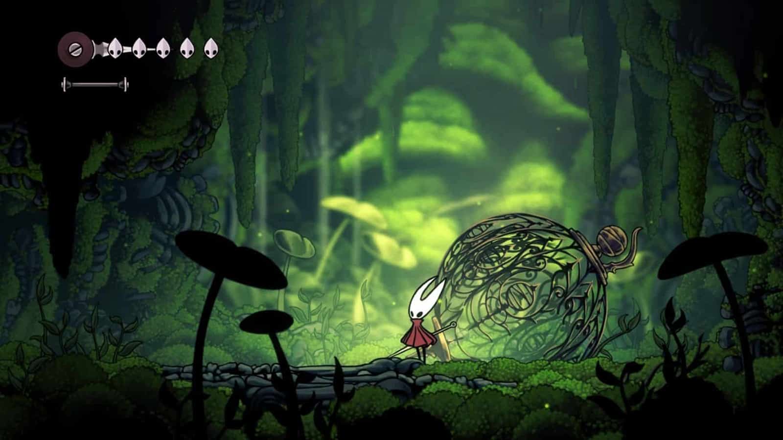 A gameplay screenshot of Hornet in Hollow Knight Silksong
