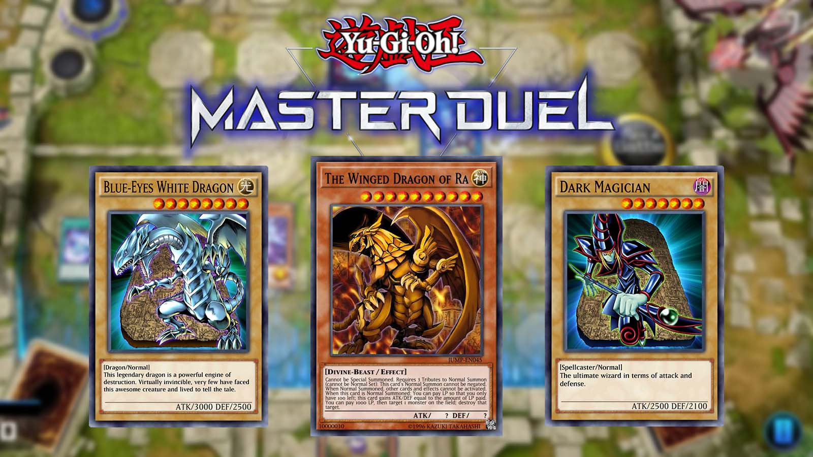Yu Gi Oh Master Duel logo with cards