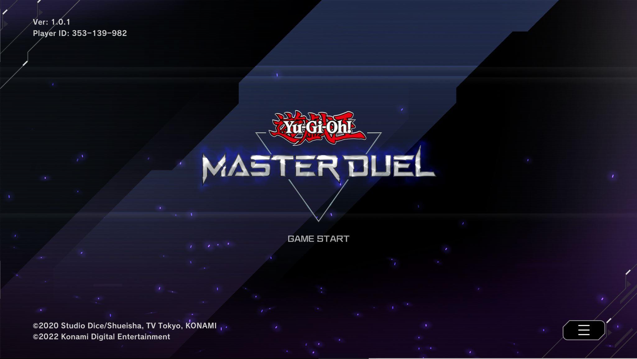 Yu-Gi-Oh Master Duel screenshot showing the title screen