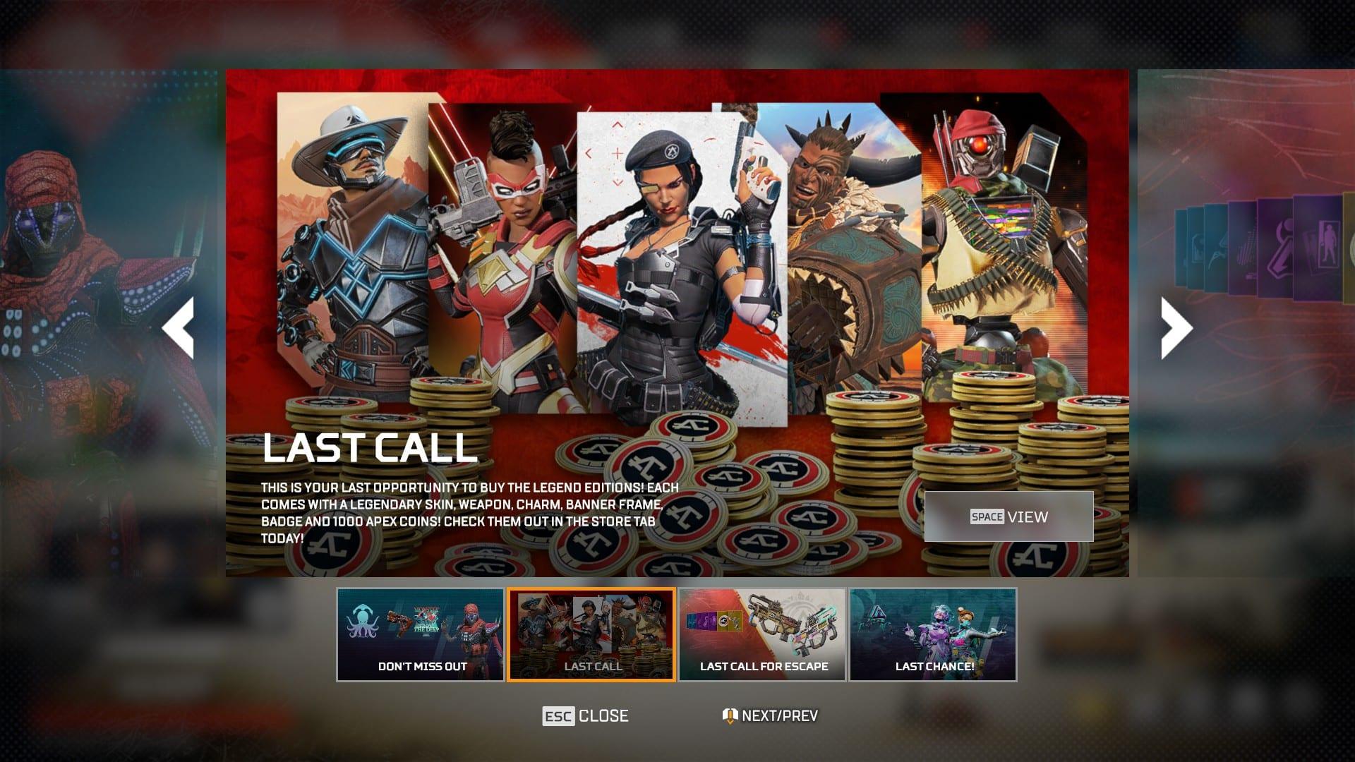 Apex Legends announcement with Legend editions retiring from store in Season 12