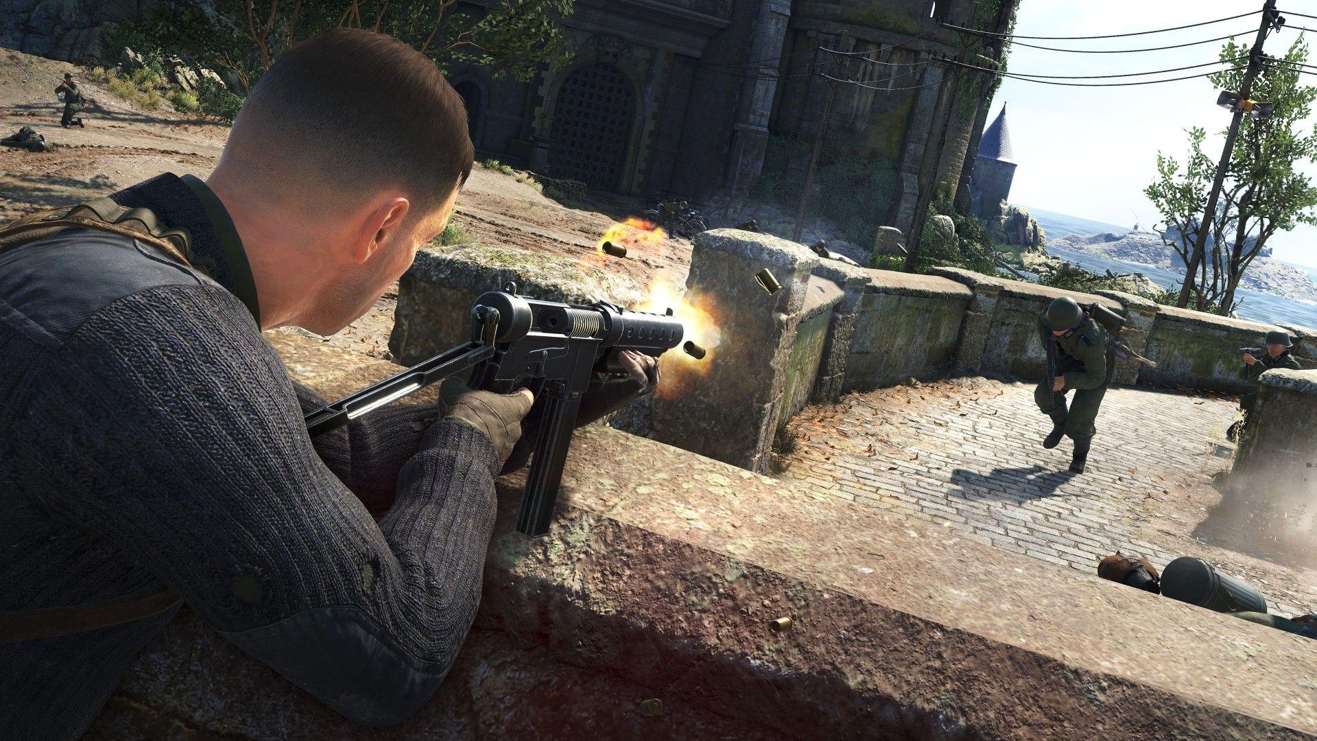 player aiming with sniper rifle
