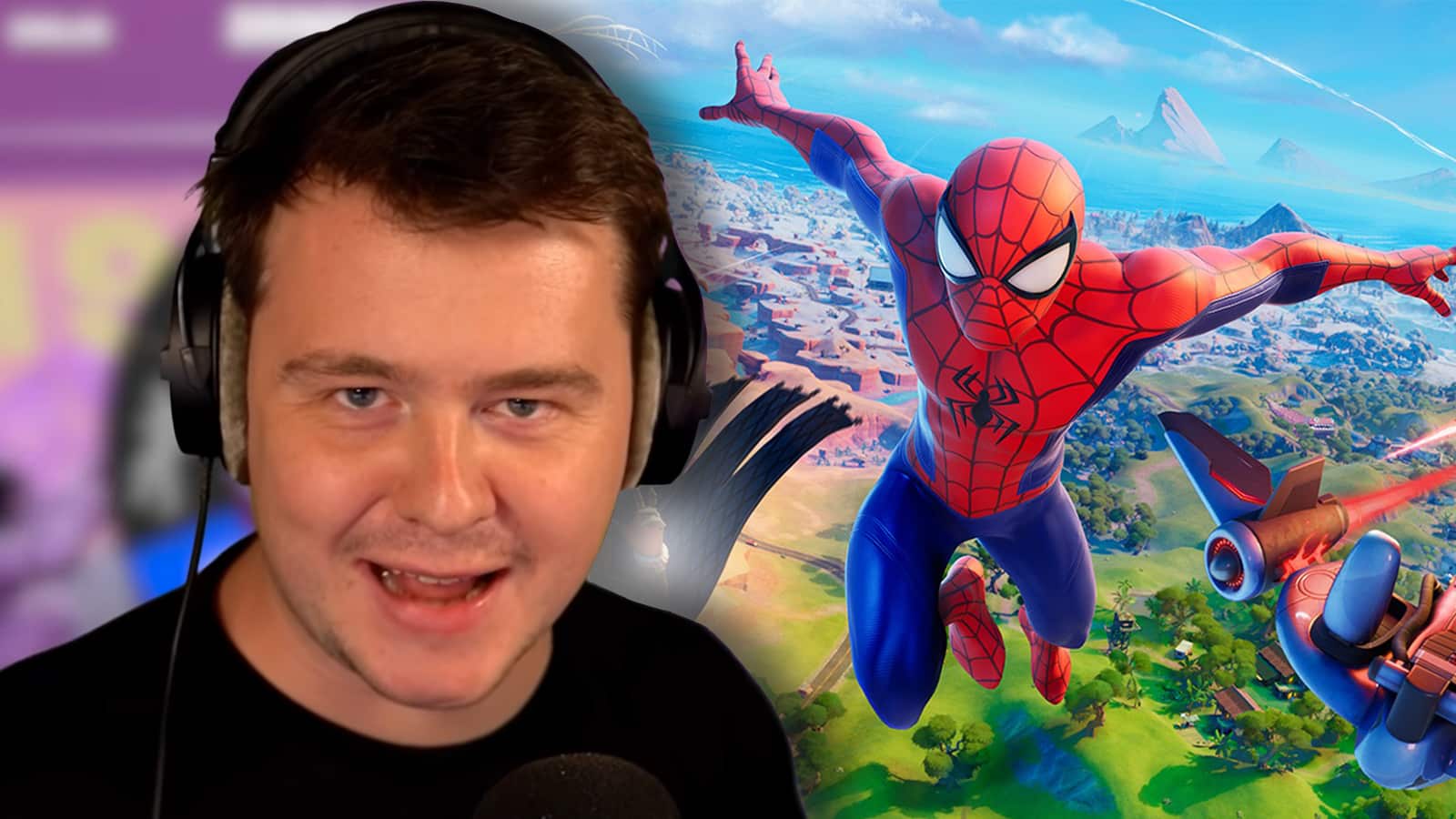 Muselk next to Spiderman in Fortnite Chapter 3