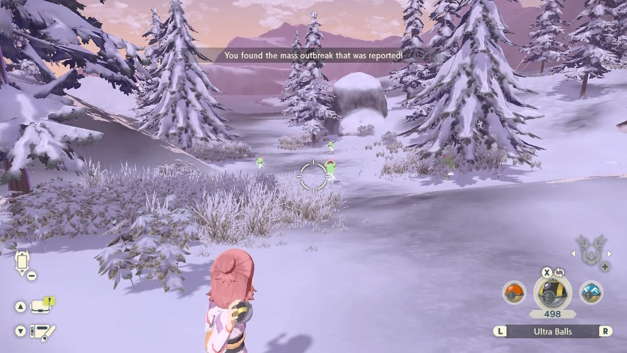 Pokemon Legends Arceus Mass Outbreak gameplay screenshot.