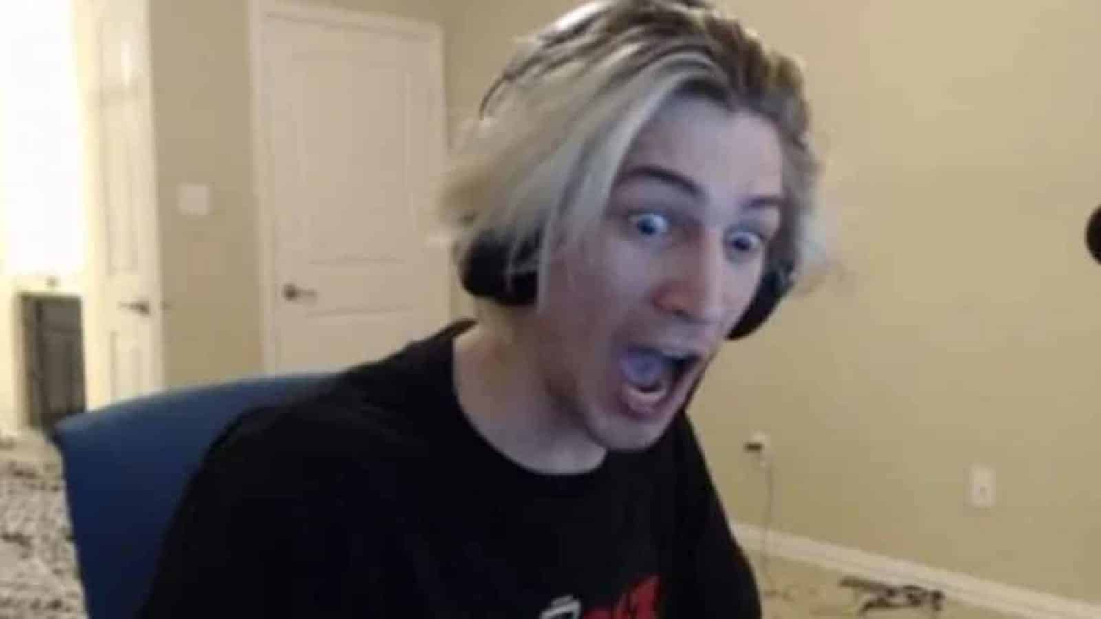 xQc with shocked face
