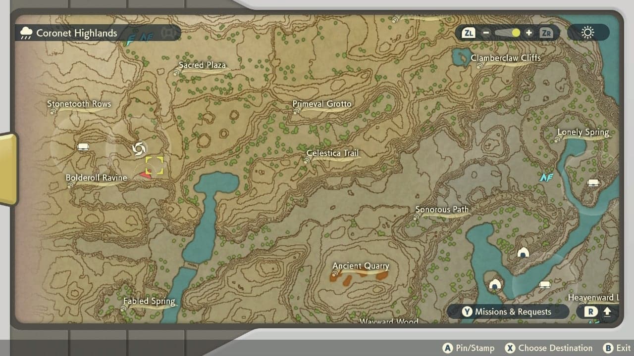 Pokemon Legends Arceus Cranidos Map location.